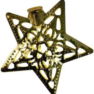 Signature Battery Operated Star Metal Cap LED Light String, Gold